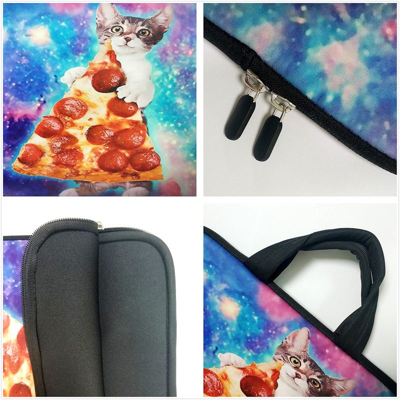Baocool 11" 11.6" 12" 12.1" 12.5" inch Laptop Carrying Bag Chromebook Case Notebook Ultrabook Bag Tablet Cover Neoprene Fit Samsung Google Acer HP DELL Lenovo Asus (11 11.6 12.1 12.2 inch, Cat & Pizza) - Image 2
